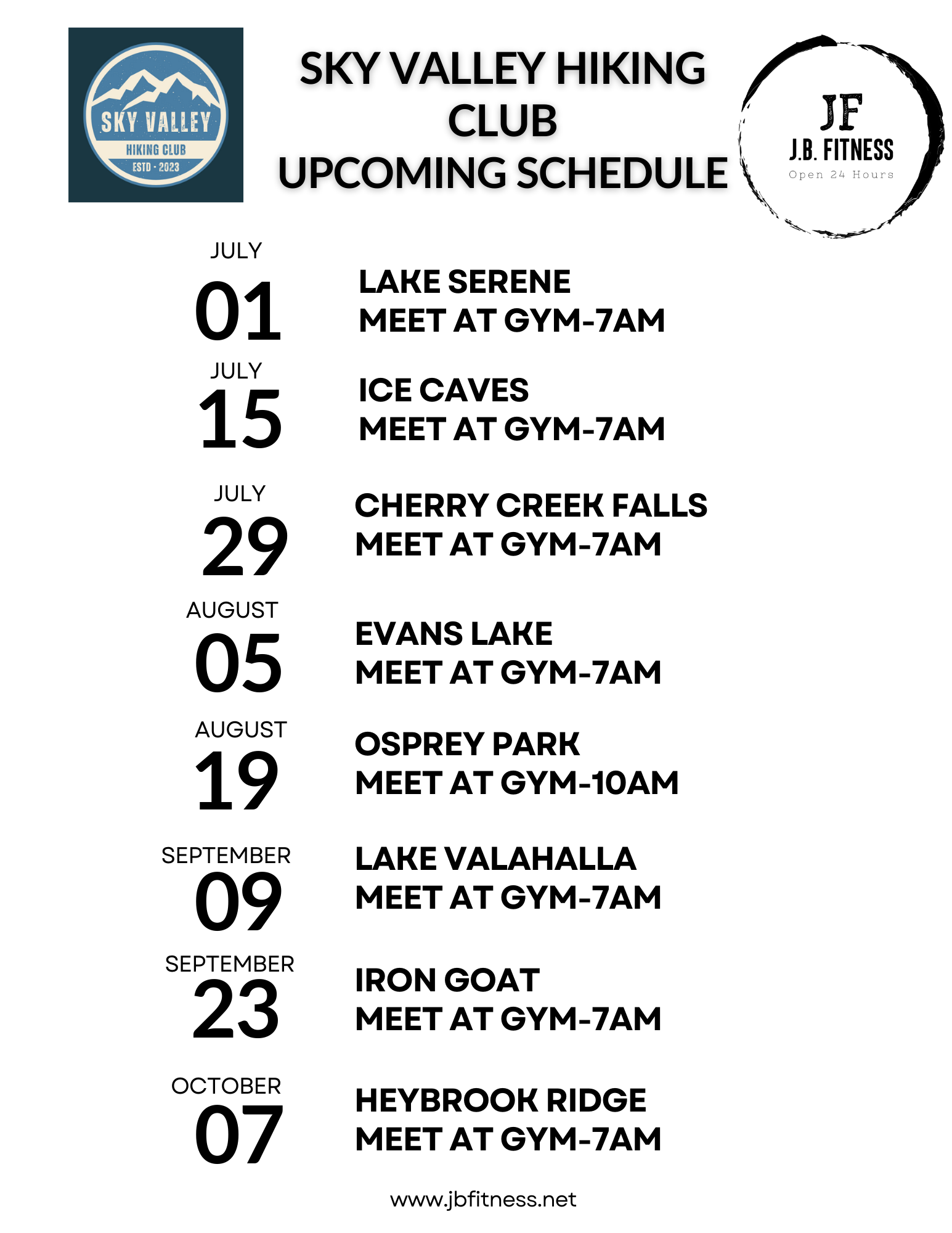 Sky Valley Hiking Club – J.B. Fitness